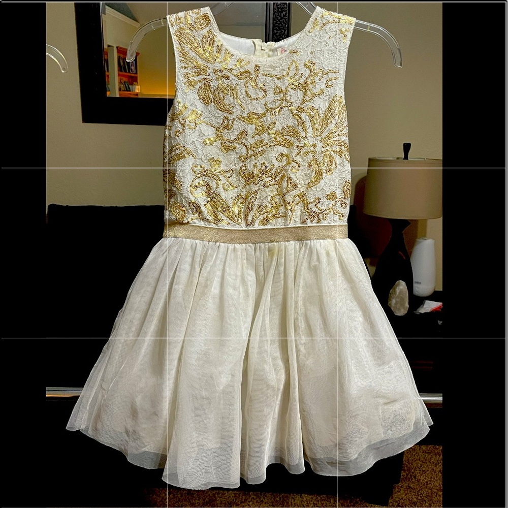 Children’s place, size 10, beige & gold sequins